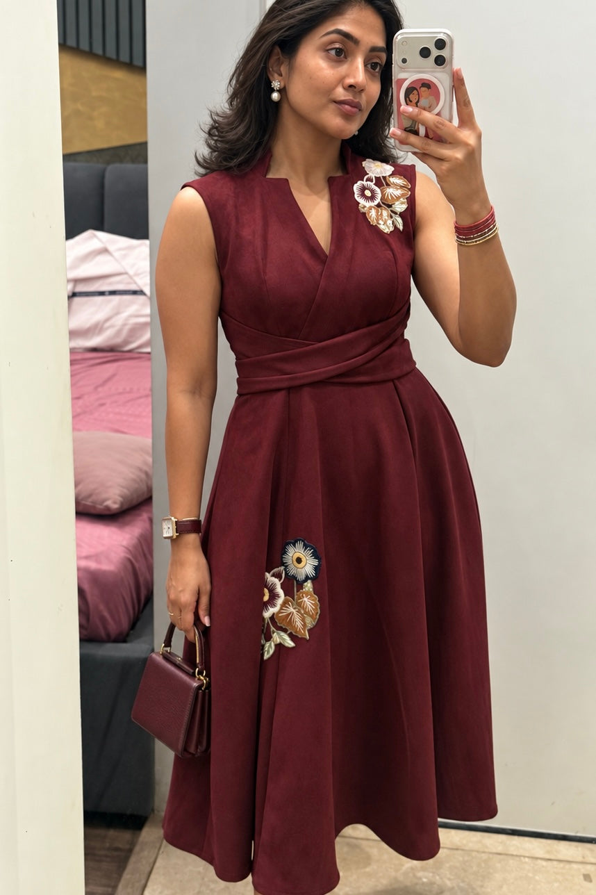 Red Wrap Midi Dress