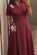 Wine Wrap Midi Dress