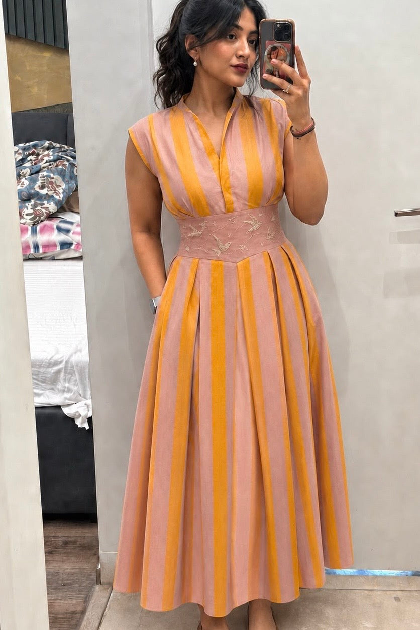 Blush Sunray Midi Dress