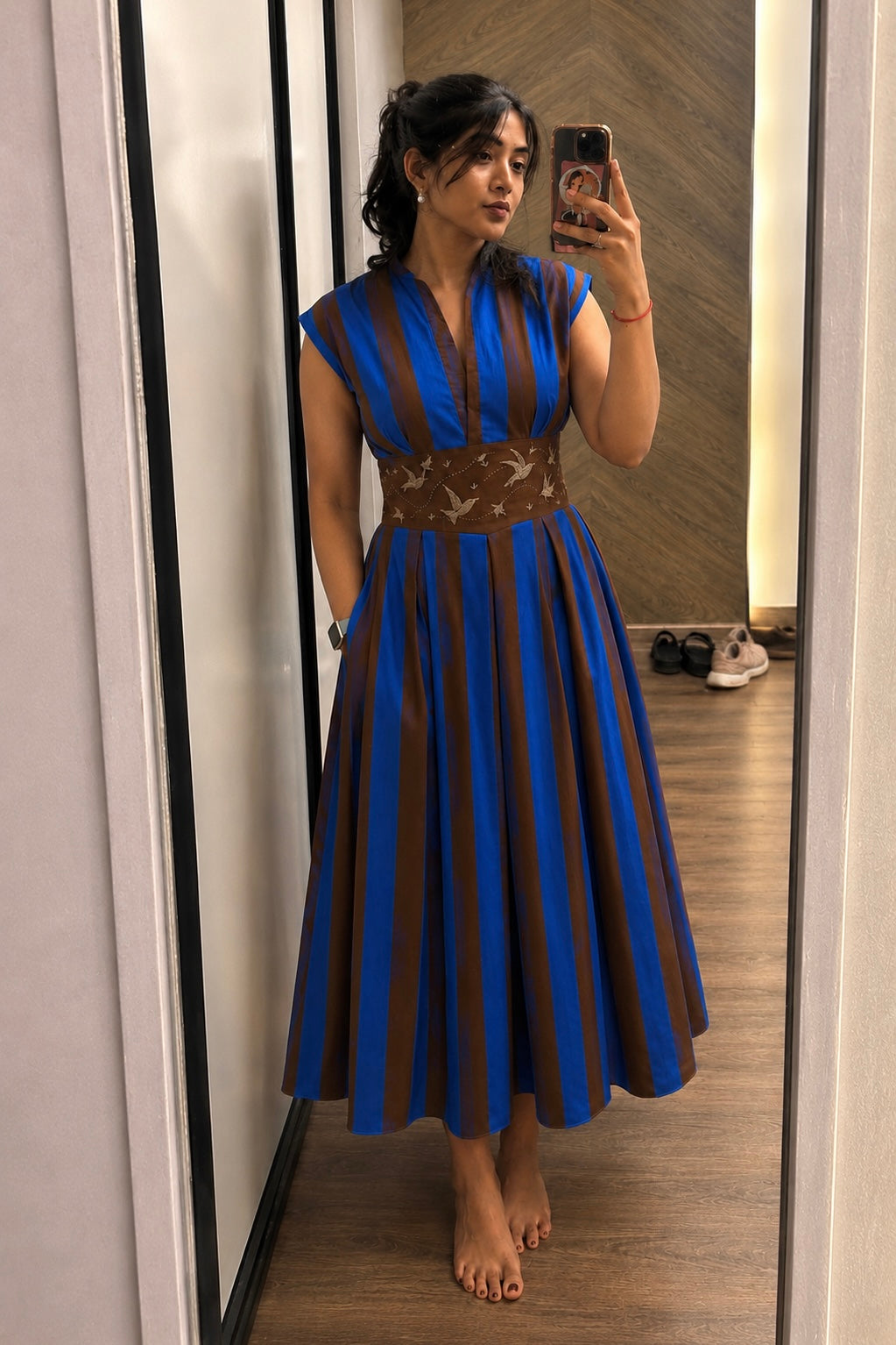 Azure Flight Embroidered Midi Dress