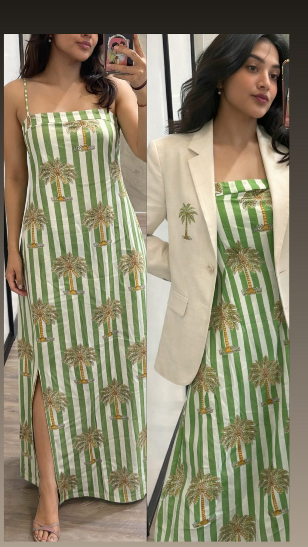 Palm Print Summer Dress with Blazer – Luxury Vacation Co-ord Set