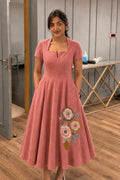 Blush Petal Embroidered Midi Dress