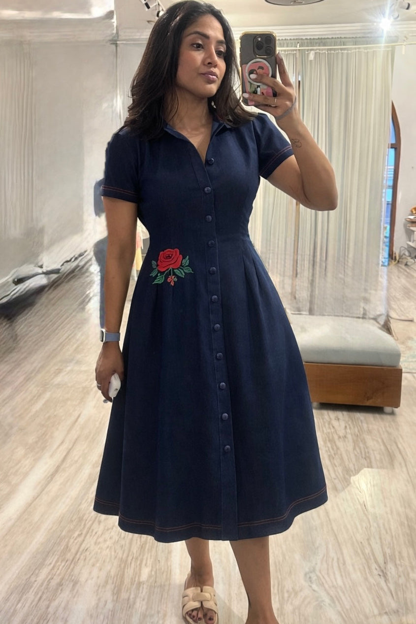 Midnight Bloom Blue Dress