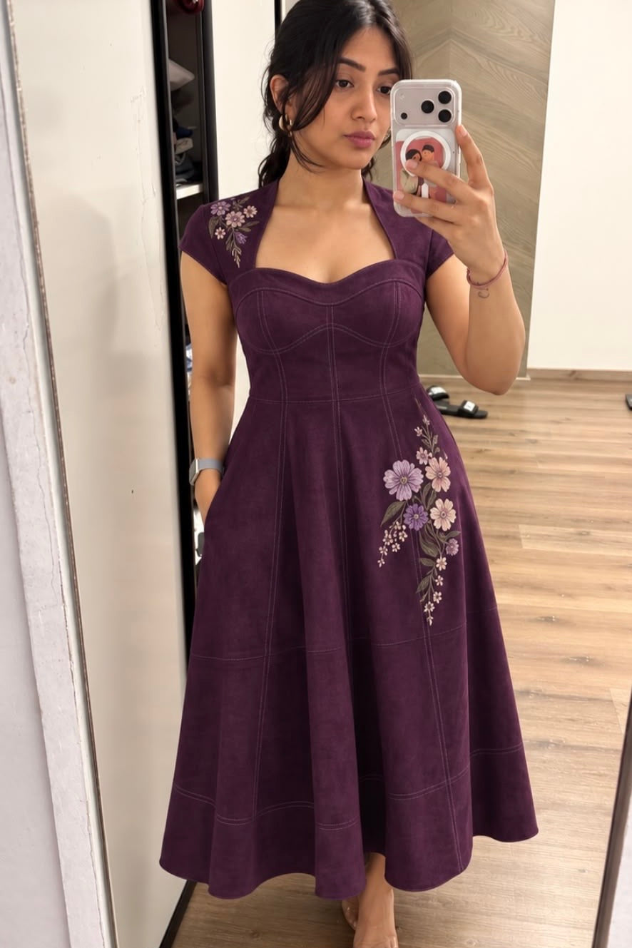 Mulberry embroidered Midi Dress