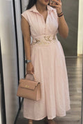 Vintage Pink Embroidered Waist Dress
