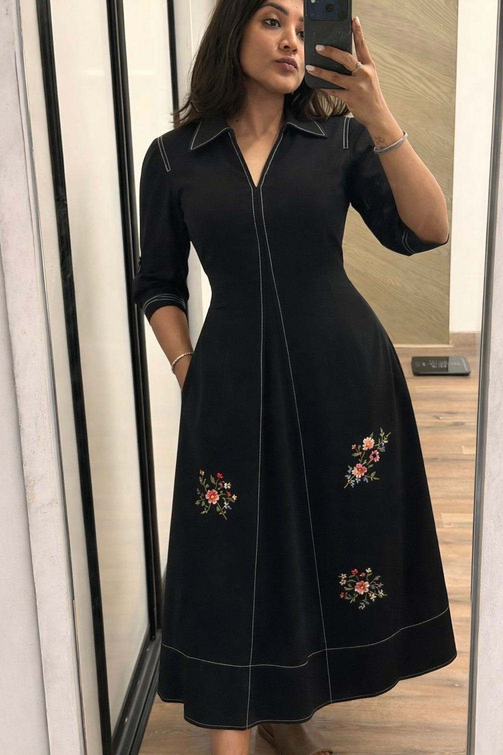 Midnight Bloom Midi Dress