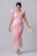 Pink Gingham Ruffle Panel Maxi Dress