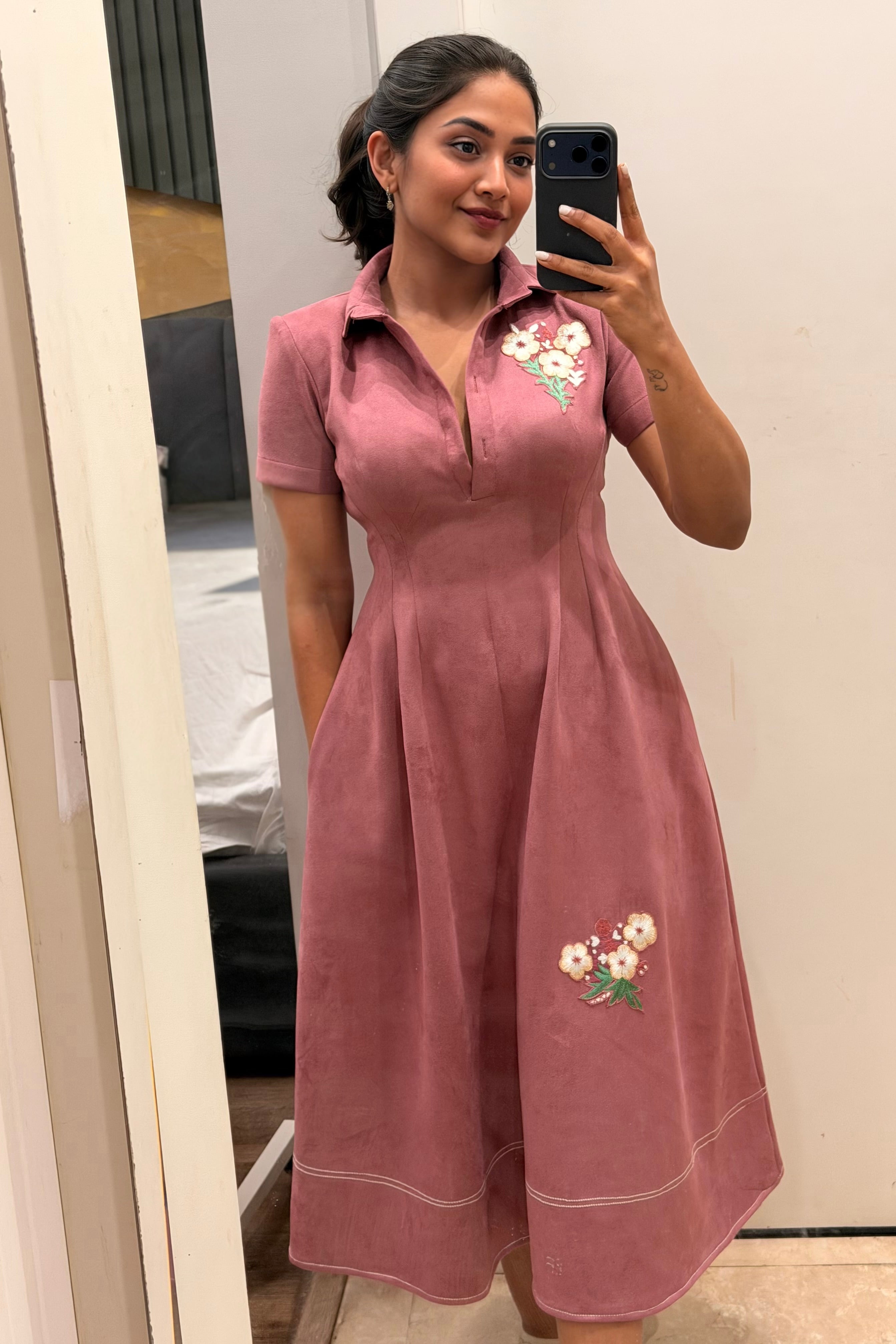 Soft Grace Suede Midi Dress