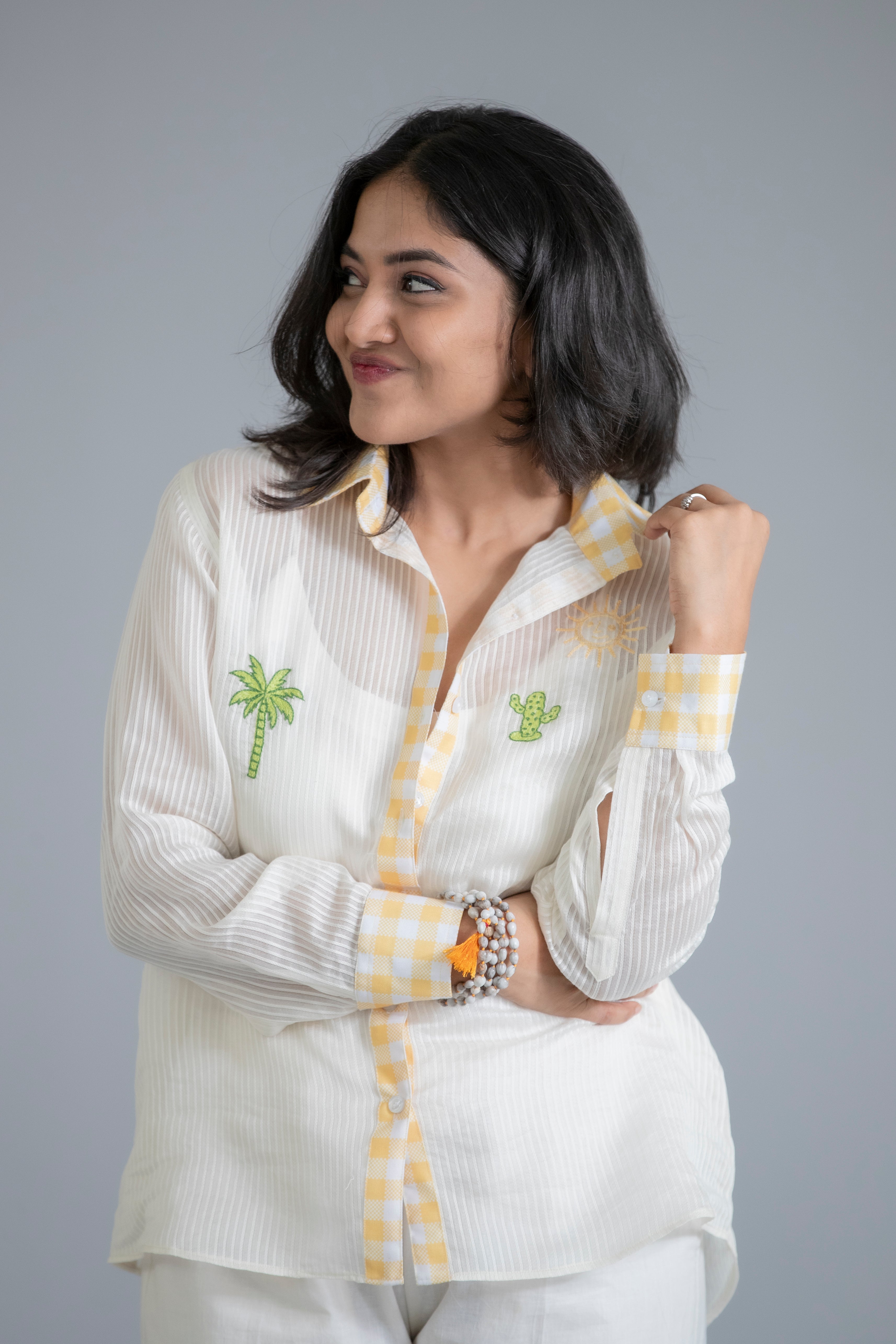 Tropical Breeze Linen co-ord set with Wide-Leg Pants