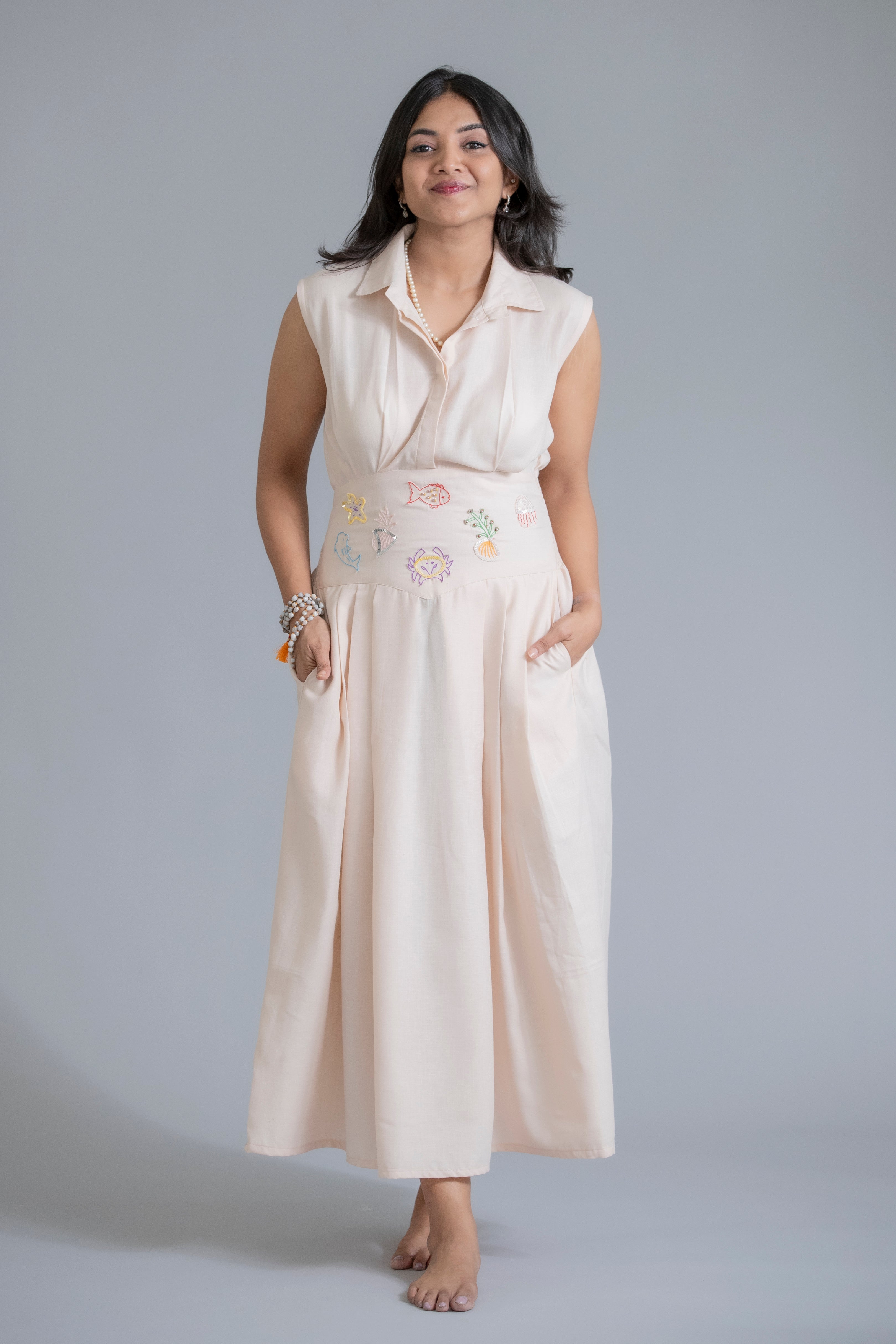 Ivory Embroidered Summer Dress