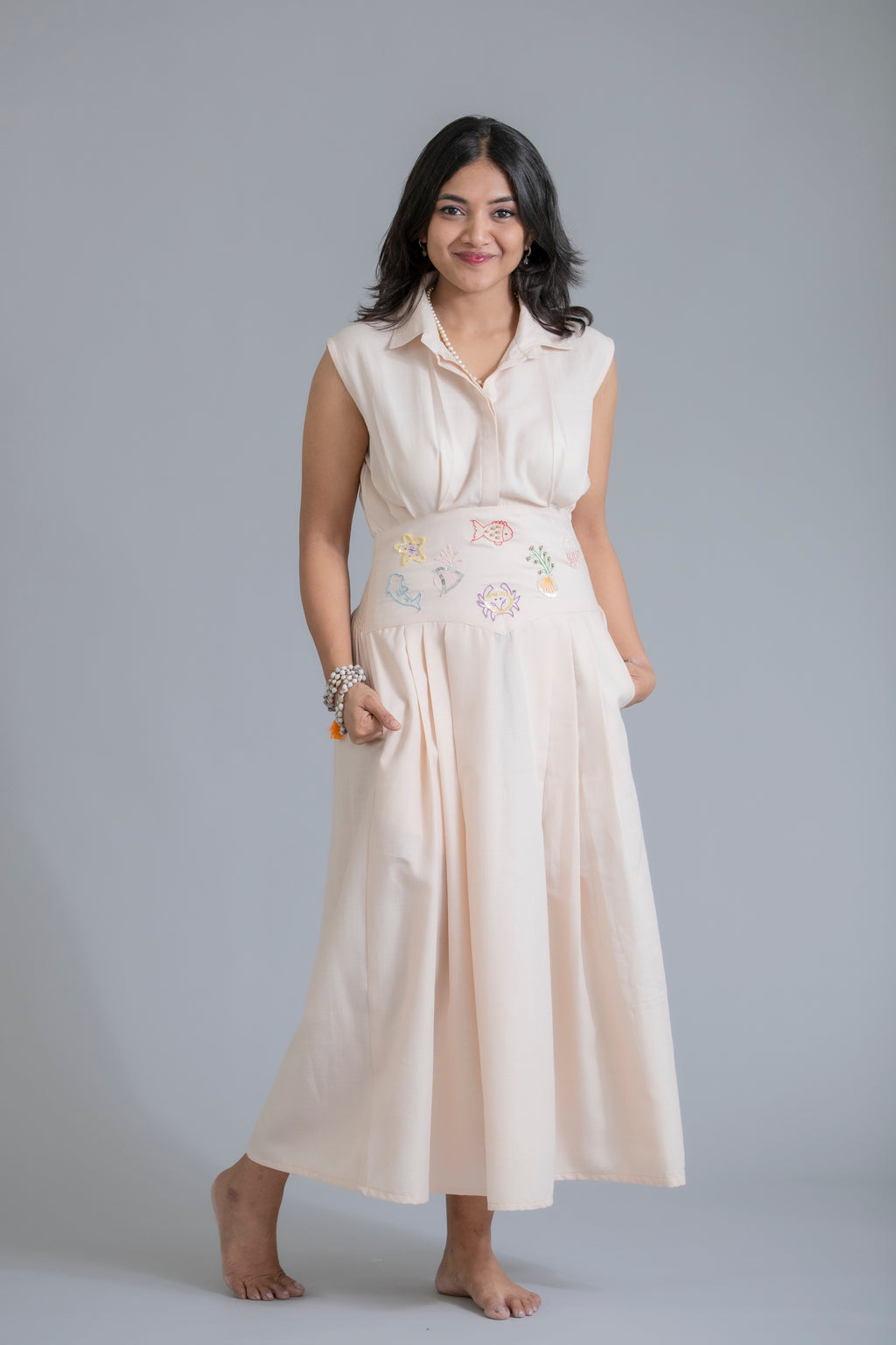 Ivory Embroidered Summer Dress