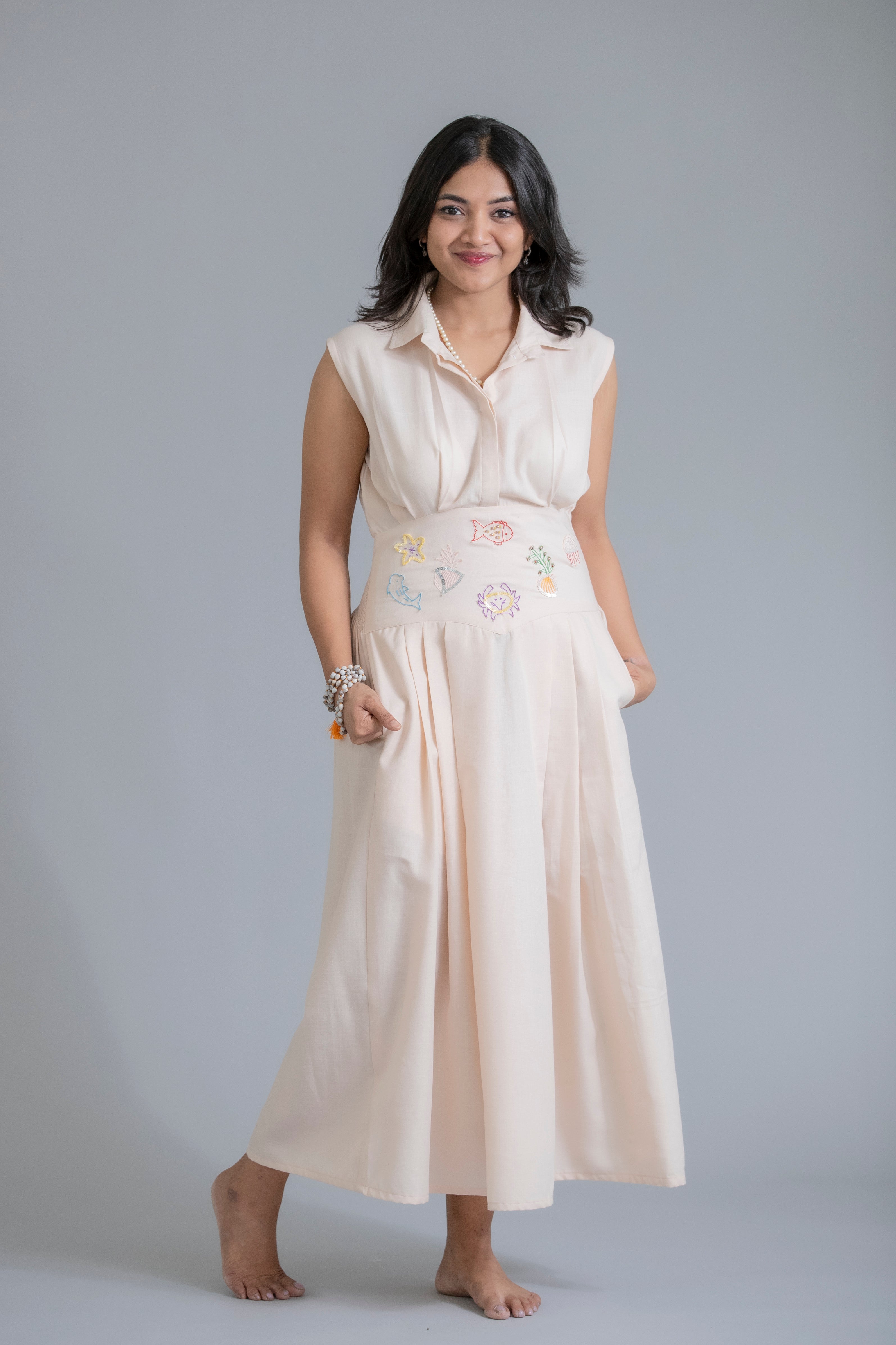 Ivory Embroidered Summer Dress